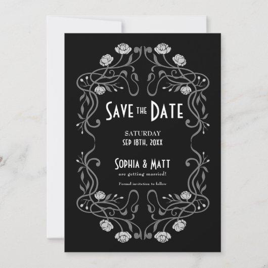 Save The Date Art Nouveau Wedding Einladung (Vorderseite)