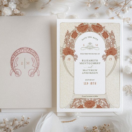 Save the Date Art Nouveau William Morris Einladung