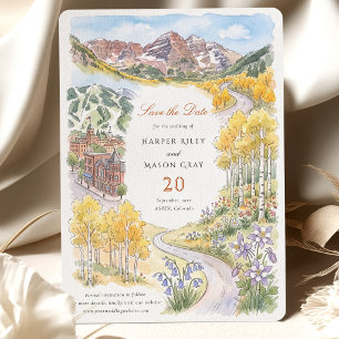 Save the Date Aspen Colorado Maroon Bells Herbst Einladung