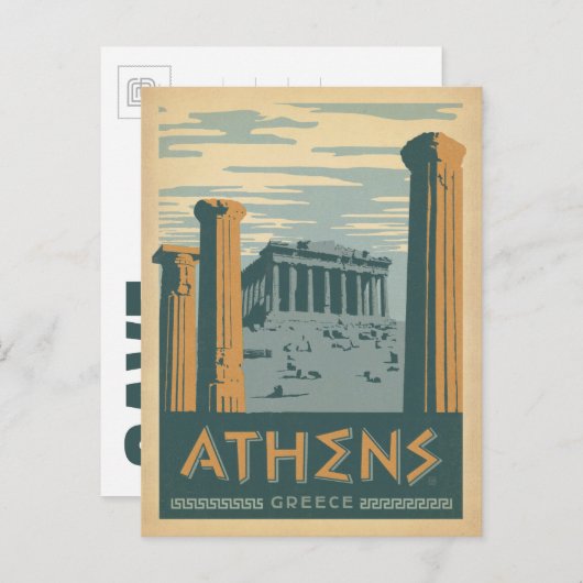 Save The Date | Athen, Griechenland Ankündigungspostkarte (Vorne/Hinten)