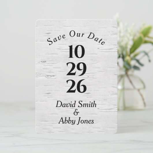 Save the Date auf Birch Tree (Stehend Vorderseite)