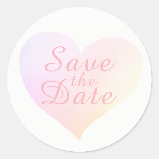Save the Date auf einem hellrosa Herz, Hochzeit de Runder Aufkleber (Vorderseite)