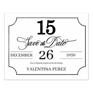Save the Date auf Englisch für Quinceanera Gummistempel