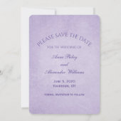 Save the Date auf lila (Rückseite)