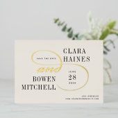 Save the Date aufgedeckte Swash-Karte Folieneinladung (Stehend vorne)