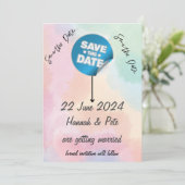 SAVE THE DATE Aufkleber/bearbeitbarer Text Einladung (Stehend Vorderseite)