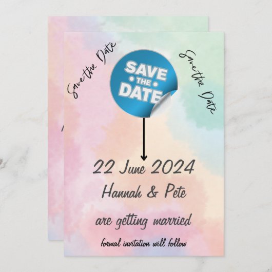 SAVE THE DATE Aufkleber/bearbeitbarer Text Einladung (Vorne/Hinten)