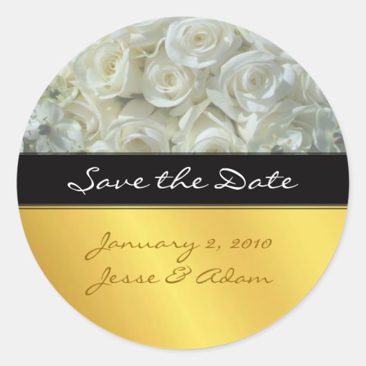 Save the Date Aufkleber Creme Rose (Vorderseite)