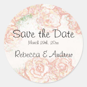 Save the Date Aufkleber für Creme und Rosen