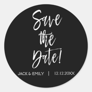 Save the Date Aufkleber für Schwarzweiß-Foto