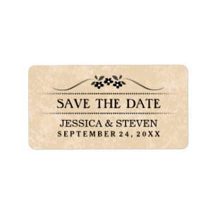Save the Date Aufkleber - Goldextravagantes Blumen Adressaufkleber