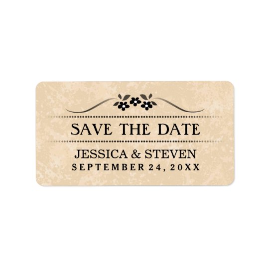 Save the Date Aufkleber - Goldextravagantes Blumen Adressaufkleber