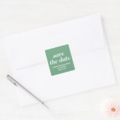 Save the Date Aufkleber, grün Quadratischer Aufkleber (Umschlag)