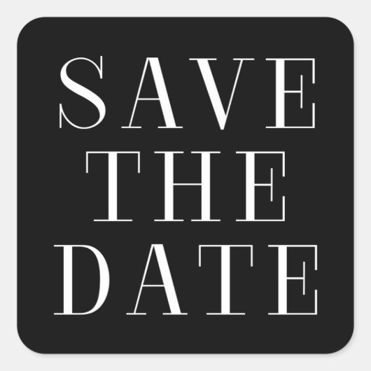 Save the Date Aufkleber in Schwarz und Weiß (Vorderseite)
