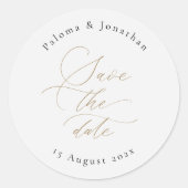 Save the Date Aufkleber mit Kalligrafie-Schriftart (Vorderseite)