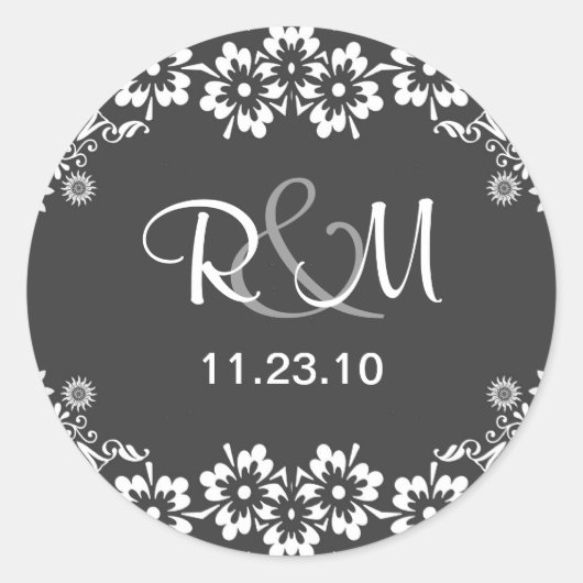 Save the Date Aufkleber mit Monogramm und Datum (Vorderseite)