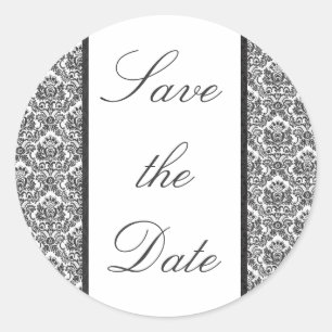 Save the Date Aufkleber/Siegel für Schwarz/Weiß-Da Runder Aufkleber