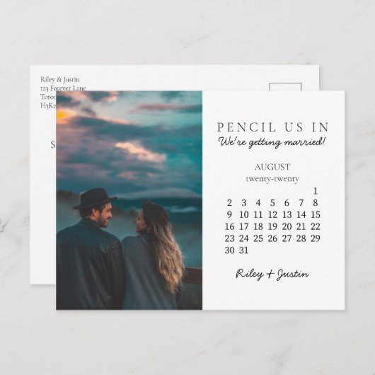 Save the Date August 2020 Postkarte (Vorne/Hinten)
