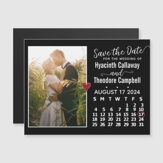Save the Date August 2024 Kalender Foto Magnet (Vorne/Hinten)