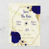 Save the Date aus römisch-blauem Gold (Vorne/Hinten)