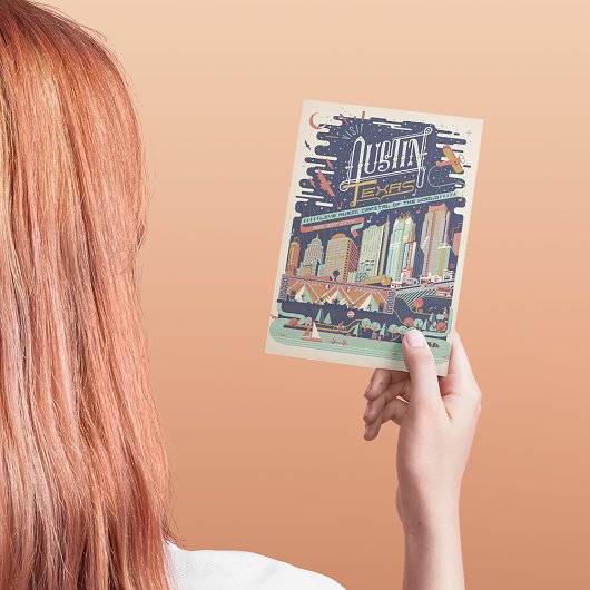 Save The Date | Austin, Texas - AKA: Bat City Ankündigungspostkarte