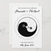 SAVE THE DATE b/w YinYang doves Hochzeitskarte (Vorne/Hinten)