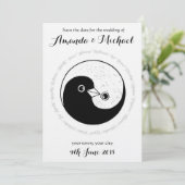SAVE THE DATE b/w YinYang doves Hochzeitskarte (Stehend Vorderseite)