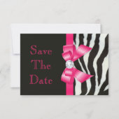 Save the Date Baby Dusche Zebra Hot Pink Bow (Vorderseite)