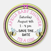 Save the Date Baby Shower Bee Themed Magnet