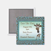 Save the Date Baby Shower Giraffen & Animal Print Magnet (Vorderseite/Rückseite)