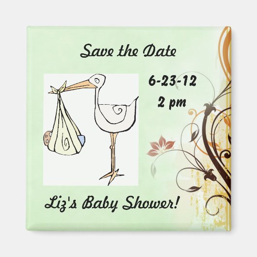 Save the Date Baby Shower Stork Magnet (Vorne)