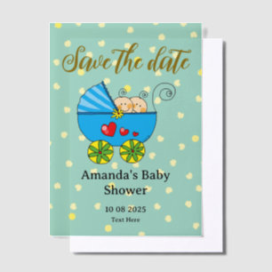Save the Date Baby-Twin-Babydusche Pergament Einladungen