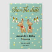 Save the Date Baby-Zwillinge Babydusche Pergament Einladungen (Vorderseite)