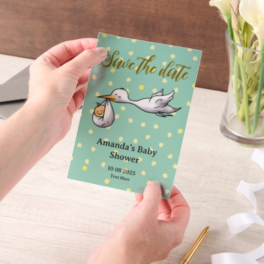 Save the Date Babydusche Pergament Einladungen (Handgehalten)