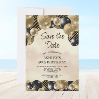 Save the Date Balloons 40. Geburtstag Einladung