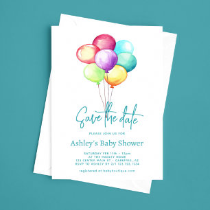 Save the Date Balloons Aqua Blue Baby Dusche