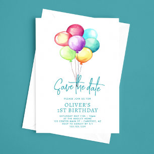 Save the Date Balloons Boys 1. Geburtstag