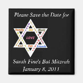 Save the Date Bar oder Bat Mitzvah Magnet (Vorne)