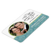 Save the Date - Barorque Blue Damask Foto Magnete (Linke Seite)