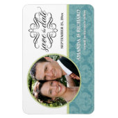 Save the Date - Barorque Blue Damask Foto Magnete (Vertikal)