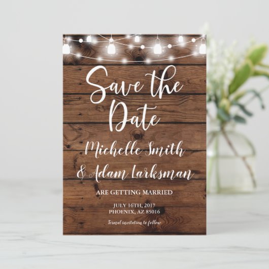 Save the Date Bauernhaus Rustic Country Mason Jar Einladung (Stehend Vorderseite)