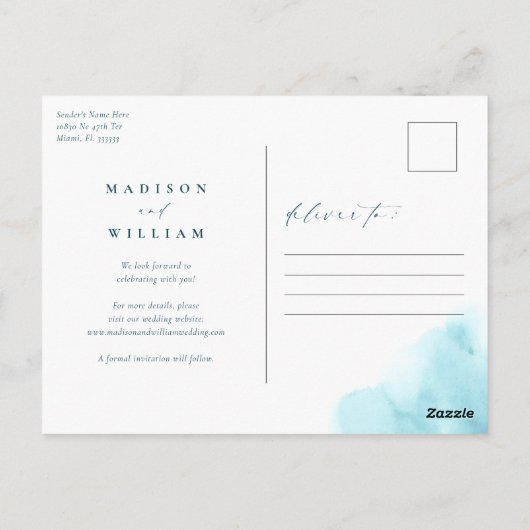 Save the Date Beach Destination Postkarte (Rückseite)