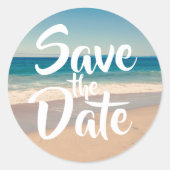Save the Date Beach Foto Runder Aufkleber (Vorderseite)