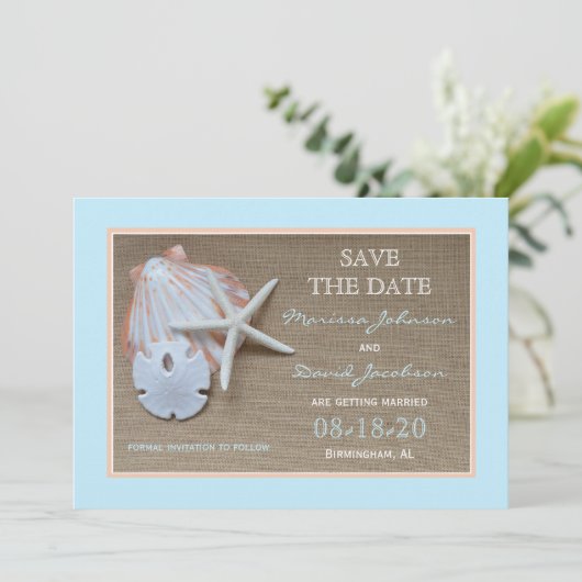 Save the Date Beach Hochzeit (Stehend Vorderseite)