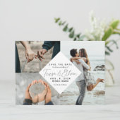 Save the Date Beach Inspiriert Foto Collage Weddin Einladung (Stehend Vorderseite)