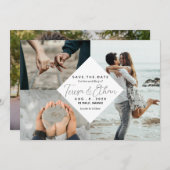 Save the Date Beach Inspiriert Foto Collage Weddin Einladung (Vorne/Hinten)