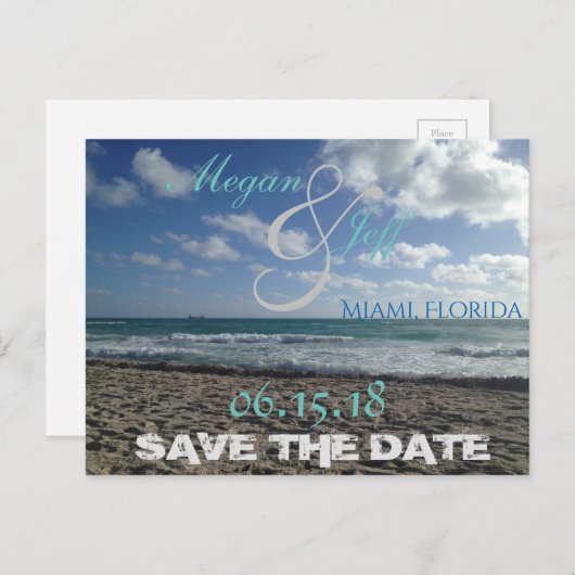 Save the Date Beach Postkarte (Vorne/Hinten)