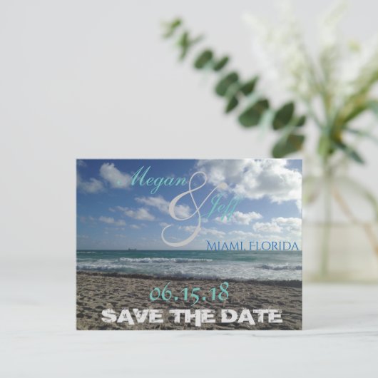 Save the Date Beach Postkarte (Stehend Vorderseite)