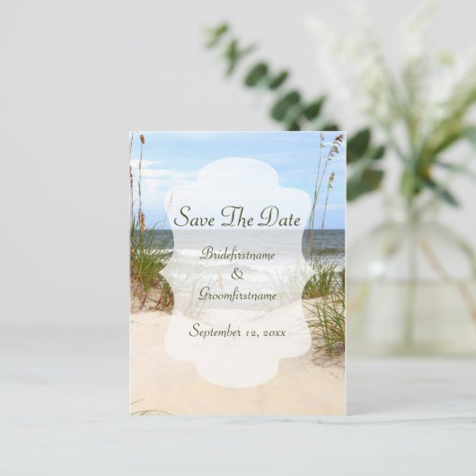 Save the Date Beach Postkarte (Stehend Vorderseite)