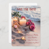 Save the Date Beach Roses Candles Einladung (Vorne/Hinten)
